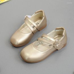 Flat Shoes 2022 Kids Girls Princess For Wedding Party School Chaussure Fille White Pink Gold 3-15Years Old