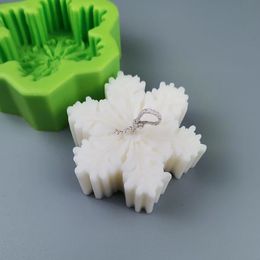 Christmas Snowflake Handmade Soap Candle Mould Food Grade Silicone Fondant Mousse Baking Mould Hexagonal Aromatherapy Moulds MJ0876