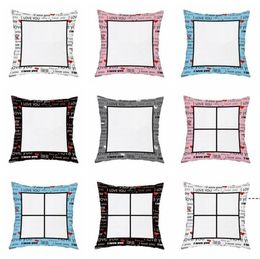 Sublimation Pillow Case Heat Transfer Pillowcase Fashion Square Sofa Throw Cushion Cover Letter Printed Wholesale