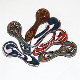 Wholesale Colourful Mini Glass Tobacco Pipes Smoking Pipe Hand Pipes Dry Herb Oil Burner mixed Colours