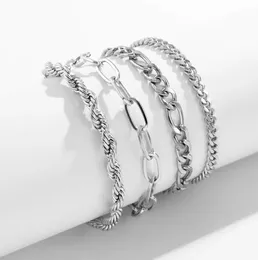Fashionable Chain Applicable to various occasions 4pcs Fashion Handsome Casual Street Hollow Chain Bracelets