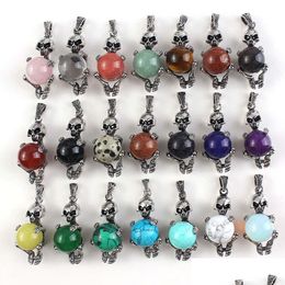 Charms 16Mm Natural Gem Stone Charms Skl Skeleton Pendants Opal Crystal Rose Quartz Diy Necklaces Jewellery Making Wholesale Drop Deliv Dhr3K