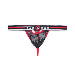 Wholesale Men's G-strings Wide Waistband Thongs Low Rise Lace Transparent Sexy Underwear For Young Boys