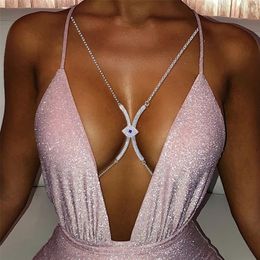 Other Stonefans Eye Chest Bracket Bra Chain Body Jewellery Festival Clothing Women Bikini Body Chain Harness Rave Accessories 221008