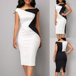 Casual Dresses Sell Plus Size Fashion Women Color Block Sleeveless Irregular Bodycon Midi Dress 2022 Summer