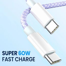 USB C To Type C Cable PD 60W Fast Charging Cord For Xiaomi Redmi Mobile Cell Phone Wire 1m 2M