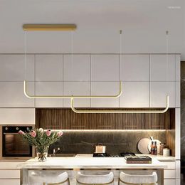 Pendant Lamps Minimalist LED Light Modern Black Gold Chandelier Long Hanging Lamp For Living Room Dining Kitchen Table Decor Indoor