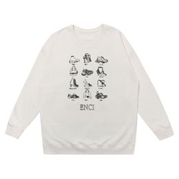 Modemarke, luxuriöses Herren-Langarm-Sweatshirt, Designer-Sweatshirt mit handgezeichnetem Skizzenmuster, Rundhalsausschnitt, lockeres Oberteil, schwarz, weiß, asiatische Größe M-2XL