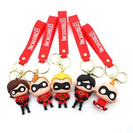 Cartoon Anime Keychain Animation Straps Superman Story PVC Soft Buckle Decorations Charms for Kids Designer Bag Wallet Backpack Pendant