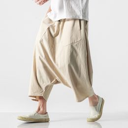 Men's Pants Cotton Linen Harem Pants Men Summer Sweatpants Mens Joggers Casual Crosspants Chinese Style Trousers 221010