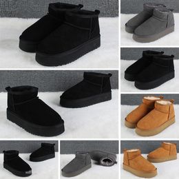 Fashion Classic Shoes Mini Fur Boots Woman Men Platform Snow Boot 58540 Real Leather Fluffy Warm Winter Ankle Booties