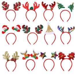 Christmas Hairs Band Party Favour Sequins Reindeer Antlers Ears Headbands For Women Girls Xmas Party Decoration Cosplay Hair Accessories