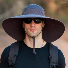 Berets Classic Men Summer Sun Hat Waterproof Large Size 62CM Big Brim Fishing Unisex 15CM Eaves Panama Caps Bucket Shade HatsBerets