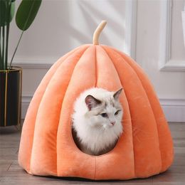 Cat Beds Furniture Warm Cat Cave Bed Pumpkin Hooded Dog Bed Kennel Warming Cuddler Sleeping House Cushion for Small Cats Dogs Puppy Kitten Rabbit 221010