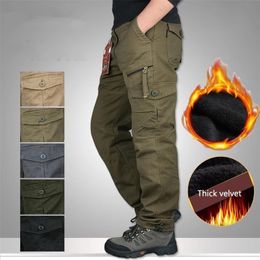 Men's Pants Winter Thick Fleece Casual Men Cotton Military Tactical Baggy Cargo Double Layer Warm Thermal Straight Long Trousers 221008