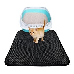 Cat Beds Furniture Pet Cat Litter Mat Double Layer Pet Cat Litter Trapper Mats with Waterproof Bottom Layer Nonslip Pets Litter Cats Bed Pads 221010