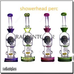 Hookahs Skull Percolator Frosted Glass Bong shower-head Perc Water Beaker Hookah Bong With 14mm Male Bowl Accessories