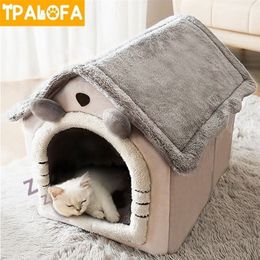 Cat Beds Furniture Soft Cat Bed Deep Sleep House Dog Cat Winter House Removable Cushion Enclosed Pet Tent For Kittens Puppy Cama Gato Supplies 221010