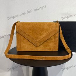 Luxury Designer Womens Envelope Velour Quilted Bags Gold Metal Multi Pochette Accordion Classic Flap With Strap Crossbody Shoulder Messenger Handbags 26CM