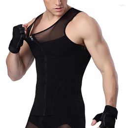 Men's Body Shapers Men's Men Shapewear Vest Zipper Tank Tops Slim Fitness Waist Trainer Compression Weight Loss Corset