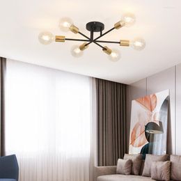 Chandeliers Modern Sputnik Chandelier Lighting Fixture Nordic Semi Flush Mount Ceiling Lamp Brushed Antique Gold 6-light Home Decor