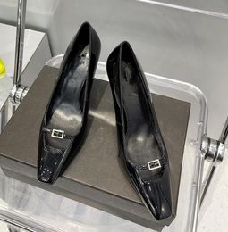 Дизайнерская новая высокая каблука обувь стильная пряжка черные дамы сексуальные банкетные свадебные праздничные лезвия.