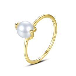 New exclusive luxury 18k gold plated pearl ring Jewellery simple fashion s925 silver temperament ring accessories gift
