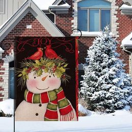 Christmas Decorations Themed Garden Flag Winter Holiday Yard Outdoor Snowman Linen Banner Festival Decor 30x45cm RRE14807