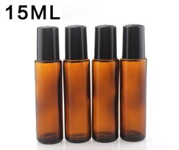 15ml Perfume Roll On Glass Bottle Amber with Metal Ball Roller Essential Oil Vials 1/2 OZ