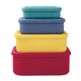 Dinnerware Sets 300ML 700ML 1300ML Silicone Lunch Box Containers Reusable Leftover Fruit Snack Bento Boxes