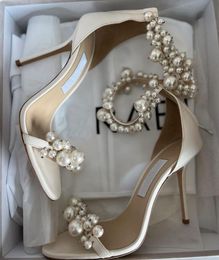 Abito da sposa da sposa Sandali Maisel Scarpe da donna Cinturino impreziosito da perle Gladiatore Sandali Donna estiva Elegante da passeggio con scatola Eu35-43