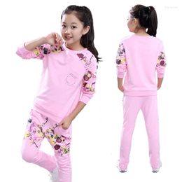 Clothing Sets Girl Sports Suits 5 6 8 10 12 14 Year Girls Print Tracksuits Costume Kids Cotton Spring Autumn Sportswear Outfits