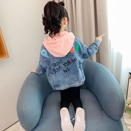 Jackets Children s Clothes Girls Denim Jacket Fashion Style Hooded Tops Little Spring and Autumn Kids Jean for 221010