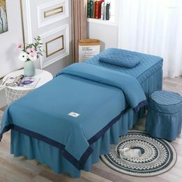 Bedding Sets 4pcs Beauty Salon Bed Cover Massage Spa Bedskirt Pillowcase Stool Dulvet High Quality