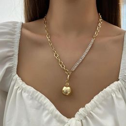 Pendant Necklaces FLASHBUY Trendy Metal Zircon Chain Ball Necklace For Women Gold Silver Colour Bijoux Fashion Jewellery