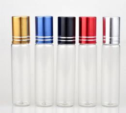 5 10ml Empty Glass Roller Ball Bottle Essential Oils Colorful Cap Roll-on Perfume Bottle Vials Refillable Aluminum SN322