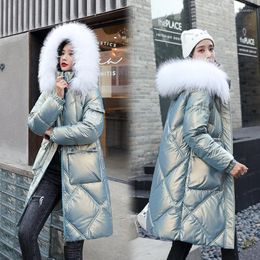 Women's Down LISYRHJH 2023 Waterproof Long Jackets Winter Wear Women Hooded Warm Parka High Street Fashion Coats Female Large Fur Clothing