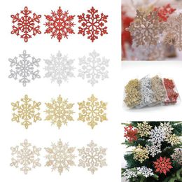 Christmas Decorations 24pcs Plastics Snowflakes DIY For Home Mini Tree Ornaments Xmas Gift Happy Year 2023