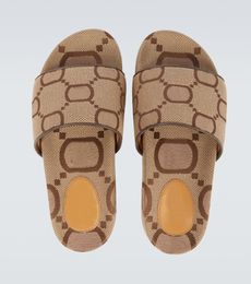 Maxi-Canvas-Slide-Sandalen, modische Hausschuhe, SS22 WOOL BLEND Sport-Pool-Flip-Flops mit Box und Staubbeuteln