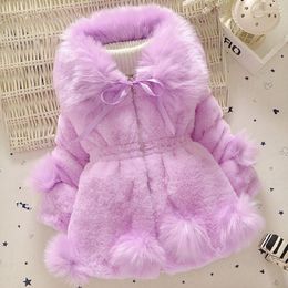 Jackets 2022 Christmas Warm Infant Baby Toddler Winter Parkas Child Outerwear Kids Girls Faux Fur Collar Fleece Coats And JW2820