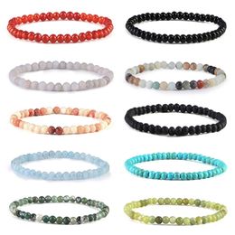 4mm 6mm 8mm Natural Stone Strands Beaded Elastic Charm Bracelets For Women Men Bangle Handmade Yoga Jewellery