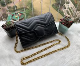 Fashion Classic Designer Mini Black Chain Shoulder Bag Metallic Leather Handbag Luxury Wallet Purse Messenger Women Crossbody Clutch thyy