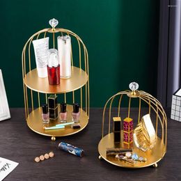 Storage Boxes Fancy Makeup Organizer Cage Shape Shelf Portable Long-lasting Stylish Elegant Cosmetic