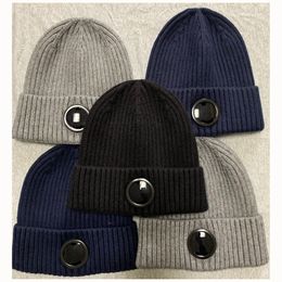 3 Colours one lens hood Men Women Autumn Winter Wool Knitted Glasses Cap Outdoor Sports Hats Couple Beanies black grey blue Colour