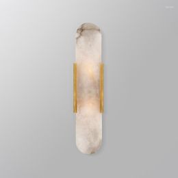 Wall Lamp Postmodern Creative Natural Marble Led Hardware Parlor Bedroom Bedside El Club Study Indoor Sconce Lighting