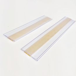 Retail Supplies H3cm Plastic PVC Shelf Price Talker Sign Label Clip Holder Merchandise Data Strips Display Adhesive Tape on Back 100pcs