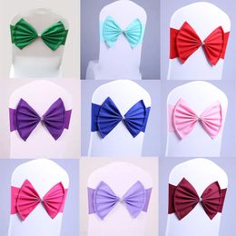 party decoration Burgundy color chair sash Satin spandex lycra bow tie fit all wedding banquet hotel