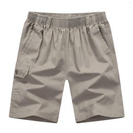 Men's Pants Mens Solid Color Button Casual All Match Shorts Fashionable Woven Cargo With Zipper Tan For Men