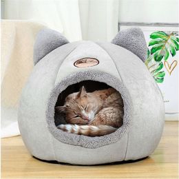 Cat Beds Furniture Warm Comfort Cat Bed In Winter Bed For Cats Cats House Dog Bed Pet Little Mat Cozy Deep Cave Indoor Nesk Cat Accessories 221010