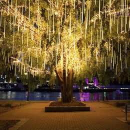 Strings 2 Set 16 Tubes Christmas Tree Garland Decorations Meteor Shower Rain LED String Lights Year Wedding Outdoor Fairy